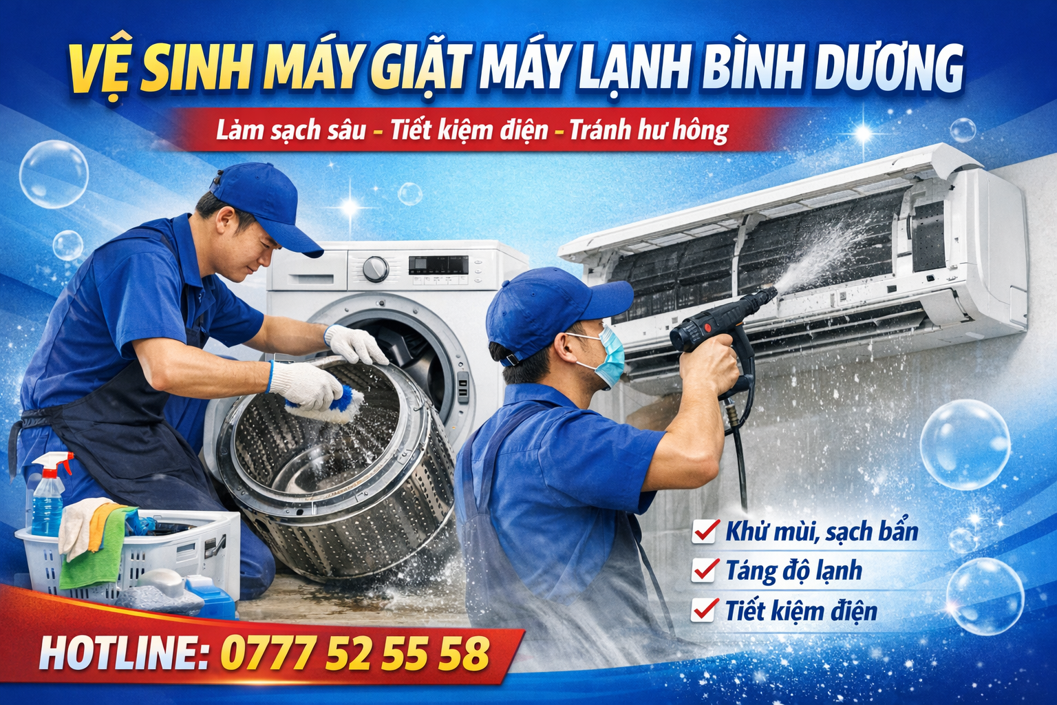 Vệ sinh máy giặt máy lạnh Bình Dương